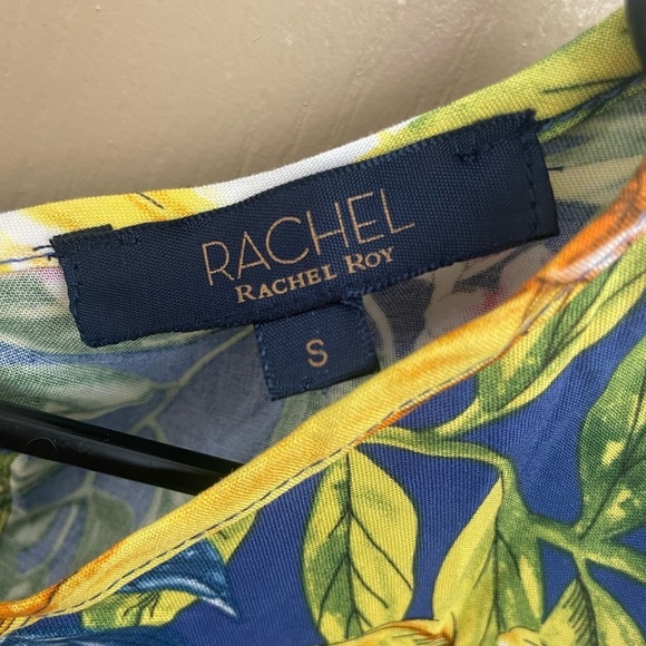Rachel Roy RACHEL Floral Tropical Cap Sleeve Hi-Lo Top Size Small - Picture 4 of 5